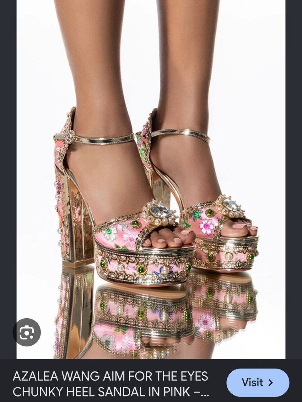 Pearl & Jewel Embellished Pink Platform Sandals